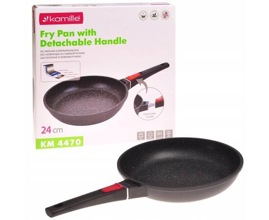 Сковорода О24 см со съемной ручкой Kamille (4470), Цвет: черный, Тип: сковорода, Форма: круглая, Диаметр (см): 24, изображение 4