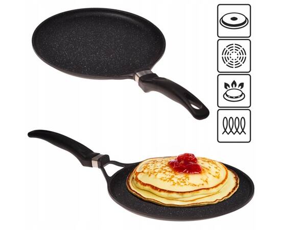 Сковорода для млинців 28 см Kamille (4476), Колір: чорний, Тип: сковорода для млинців, Форма: кругла, Діаметр (см): 28, зображення 3