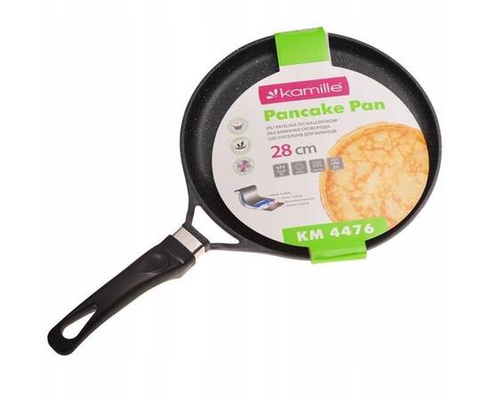 Сковорода для млинців 28 см Kamille (4476), Колір: чорний, Тип: сковорода для млинців, Форма: кругла, Діаметр (см): 28, зображення 4