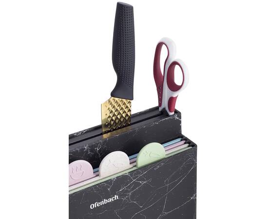 Набор: подставка для ножей 32,8x11,5x23,5 см и набор разделочных досок 4шт. 27,8x18,2x0,5cm Ofenbach (100200), изображение 2