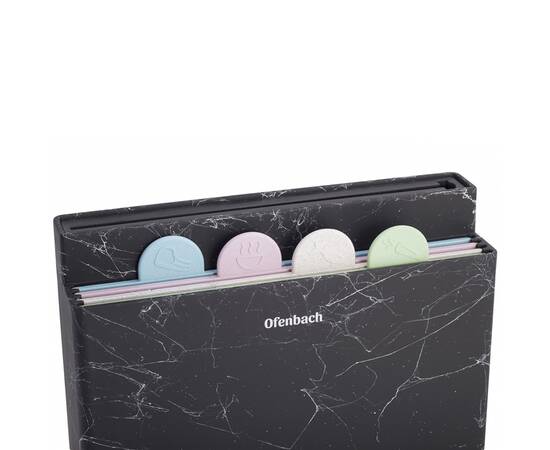 Набор: подставка для ножей 32,8x11,5x23,5 см и набор разделочных досок 4шт. 27,8x18,2x0,5cm Ofenbach (100200), изображение 4