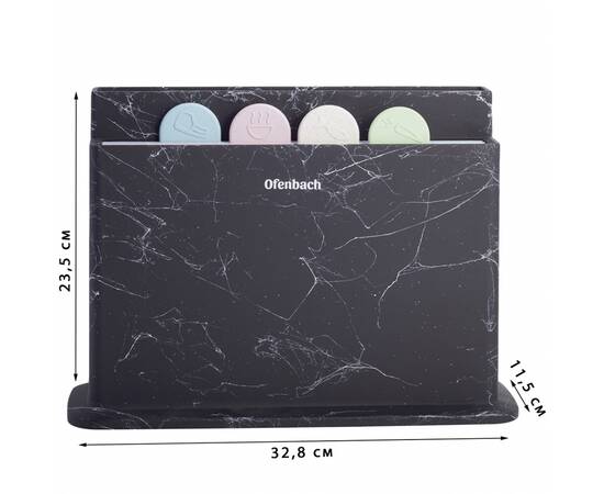 Набор: подставка для ножей 32,8x11,5x23,5 см и набор разделочных досок 4шт. 27,8x18,2x0,5cm Ofenbach (100200), изображение 5