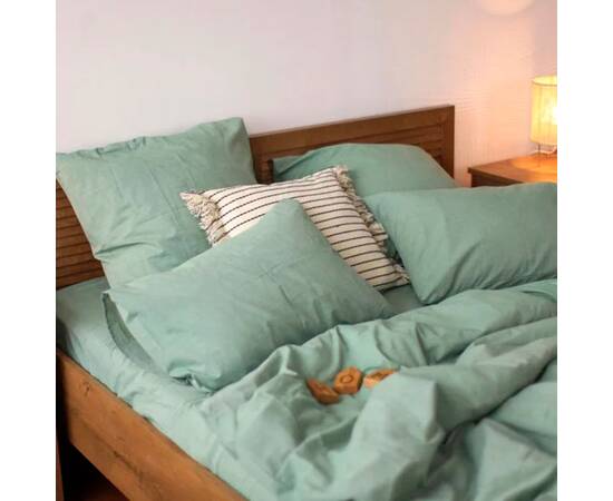 Постільна білизна 34 Tiare Wash 200х220 варена бавовна Вілюта, Розмір: двоспальний євро 200х220, Основний колір: зелений, зображення 2