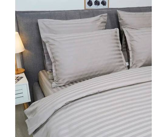 Постільна білизна 90 сатин-страйп 143х210 (50x70), Розмір: полуторний 145х210, Основний колір: сірий, зображення 2
