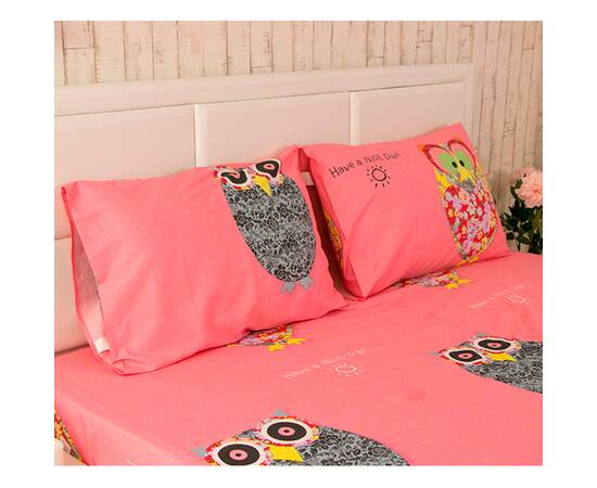 Простынь 143х215 сатин Owl Руно (71.137_Owl), Цвет: коралловый, Тип: простыни, Размер: 143x215, изображение 3