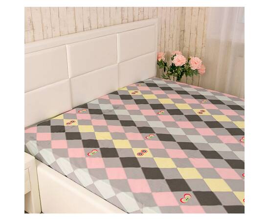 Простирадло 143х215 сатин Owl ромб Руно (71.137_Owl ромб), Колір: сірий, Тип: простирадла, Розмір: 143x215, зображення 2