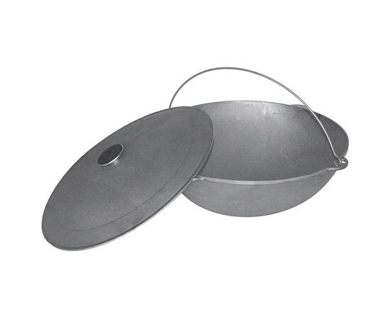 Казан чавунний татарський 12л з литою кришкою, з дужкою БІОЛ (0912), Об’єм казана: 12 л, Наявність кришки: з чавунною кришкою, зображення 2