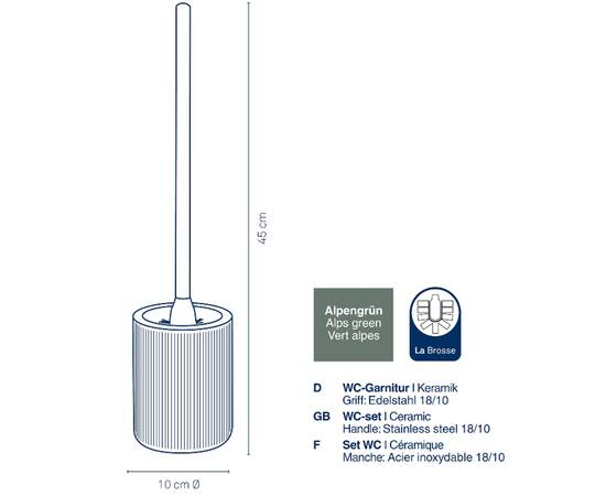 Ёршик для унитаза KELA Ava зеленые альпы 45х10 см (24418), изображение 2