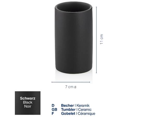 Склянка для зубних щіток KELA Matsi чорна 11х7 см (23718), зображення 3