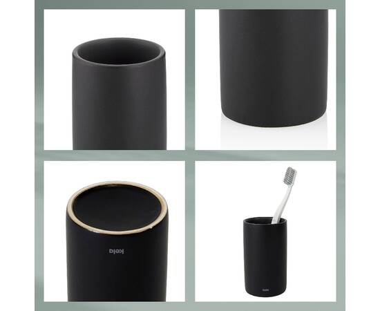 Склянка для зубних щіток KELA Matsi чорна 11х7 см (23718), зображення 4
