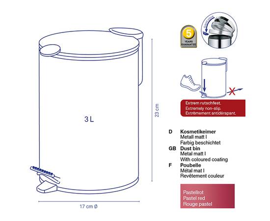 Ведро для мусора KELA Mats светло-серые 3 л (23610), изображение 2