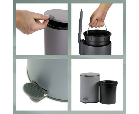 Ведро для мусора KELA Mats светло-серые 3 л (23610), изображение 4