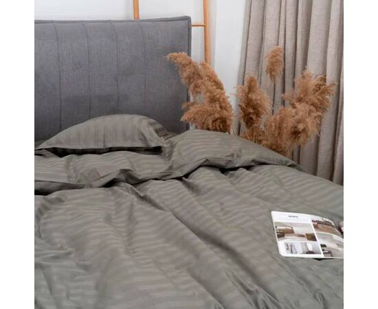 Постільна білизна 94 сатин-страйп 200х220 Вілюта, Розмір: двоспальний євро 200х220, Основний колір: оливковий, зображення 2