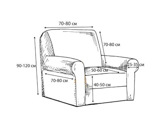 Чехол универсальный жаккардовый без оборки на кресло коричневый Love you, Цвет: коричневый, Размер: чеxлы для кресел, изображение 2