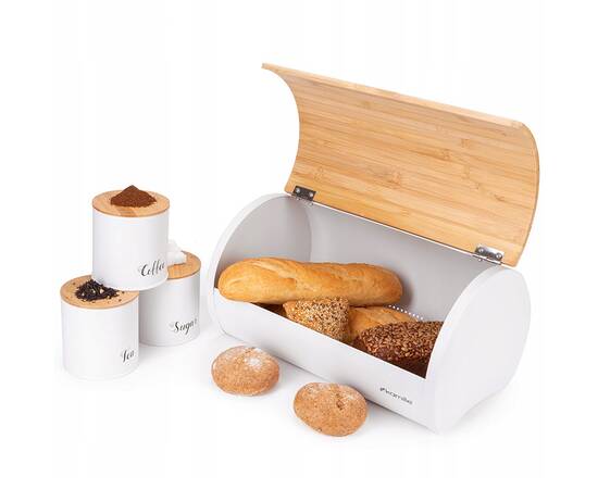 Хлібниця біла 35,5x21,5x19,5 см з трьома ємностями для зберігання Kamille (1121), зображення 2