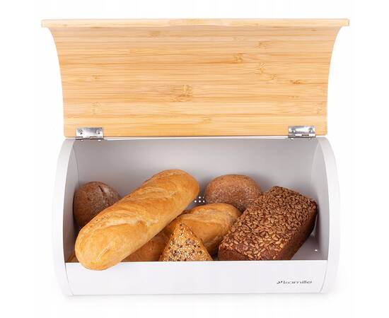 Хлібниця біла 35,5x21,5x19,5 см з трьома ємностями для зберігання Kamille (1121), зображення 3