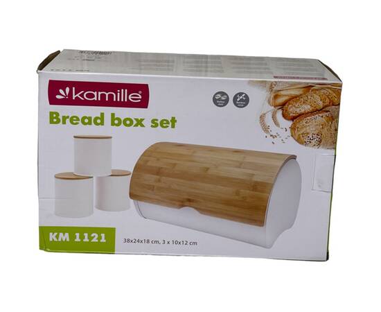Хлібниця біла 35,5x21,5x19,5 см з трьома ємностями для зберігання Kamille (1121), зображення 6