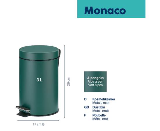 Відро для сміття KELA Monaco зелені альпи 3 л (24295), зображення 2