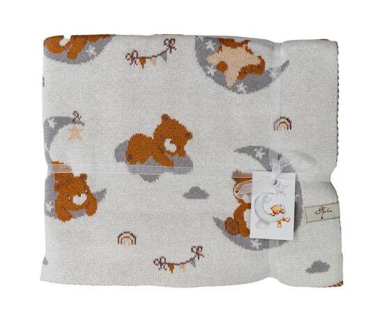 Плед 90х100 Тедді на місяці Прованс (033719), Основний колір: сірий, Розмір: 90x100, зображення 3