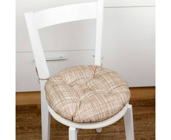 Подушка на стілець D-40 Тереза клітинка Прованс (034531), Колір: коричневий, Розмір: Ø 40, зображення 2