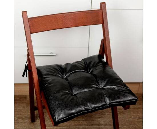 Подушка на стілець 40х40 чорна з екошкіри Прованс (034075), Колір: чорний, Розмір: 40x40, зображення 4