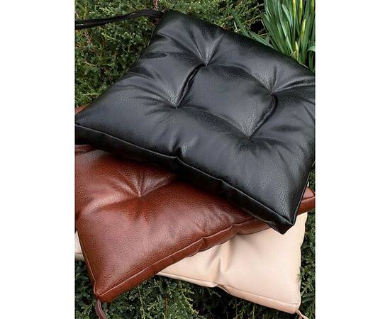 Подушка на стілець 40х40 чорна з екошкіри Прованс (034075), Колір: чорний, Розмір: 40x40, зображення 5