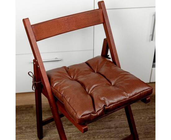 Подушка на стілець 40х40 коричнева з екошкіри Прованс (034073), Колір: коричневий, Розмір: 40x40, зображення 4