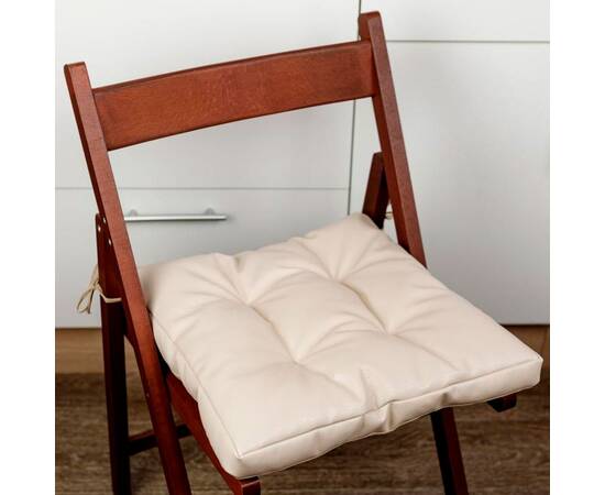 Подушка на стілець 40х40 кремова з екошкіри Прованс (034077), Колір: кремовий, Розмір: 40x40, зображення 4