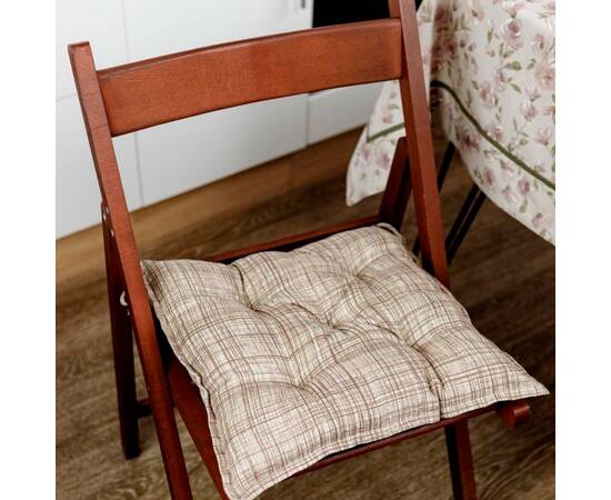 Подушка на стілець 40х40 Тереза клітинка Прованс (034525), Колір: коричневий, Розмір: 40x40, зображення 2