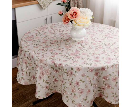 Скатертина кругла D-180 Тереза Квіточки Прованс (034502), Тип: скатертини, Основний колір: рожевий, Форма скатертини: кругла, Розмір: Ø180, зображення 3