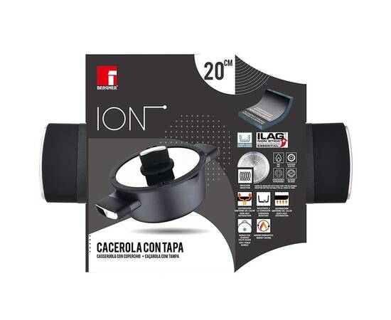 Каструля з кришкою Bergner Ion 2 л (BG-35800-BK), Тип: каструля, Об'єм: 2 л, Колір: чорний, зображення 5