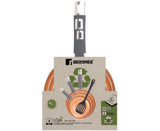Набір сковорідок з лопаткою Bergner Loja reeco, 18/22/26 см (BGEU-5582), зображення 2