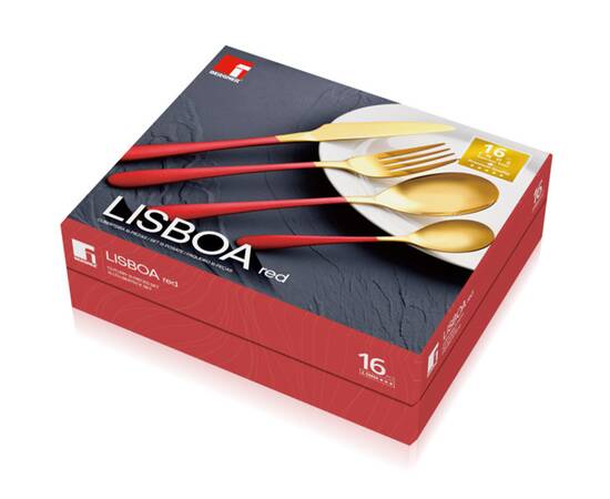 Набір столових приладів Bergner Lisboa red, 16 предметів (BG-45148-RD), зображення 2
