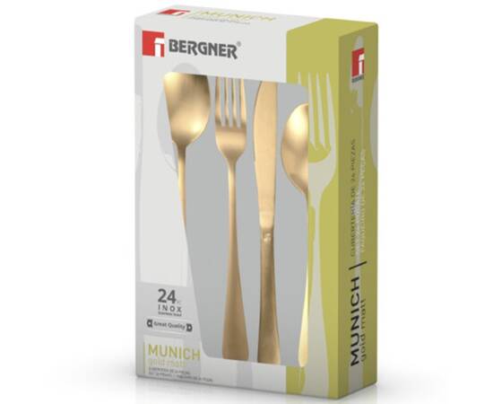 Набір столових приладів Bergner Munich gold matt, 24 предмети (BG-5134-GD), зображення 2