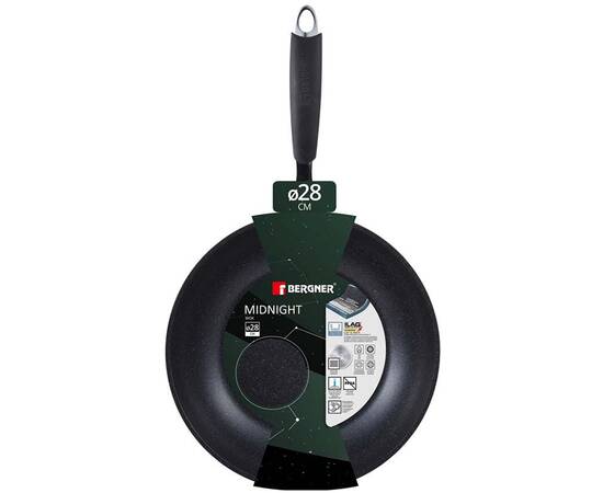 Вок Bergner Midnight 28 см (BG-30129-GR), зображення 5