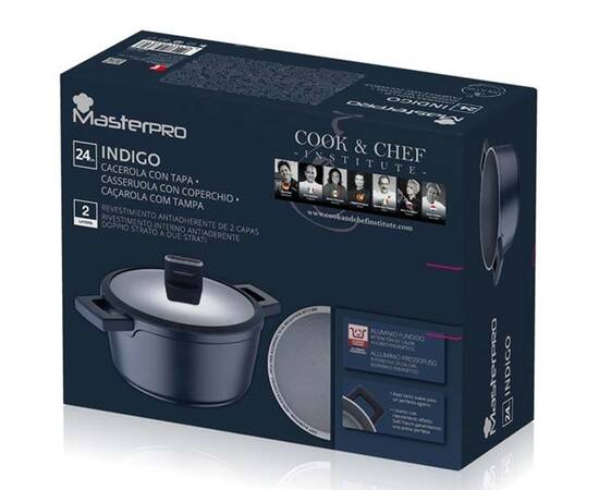 Каструля з кришкою MasterPro Indigo, 24 см (BGMP-7979), Тип: каструля, Об'єм: 4,7 л, Колір: чорний, зображення 5