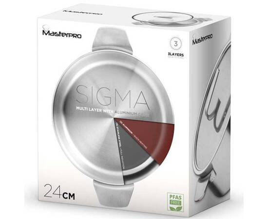 Каструля з кришкою MasterPro Sigma, 4.9 л (BGMP-1666-MM), Тип: каструля, Об'єм: 4,9 л, Колір: срібний, зображення 6