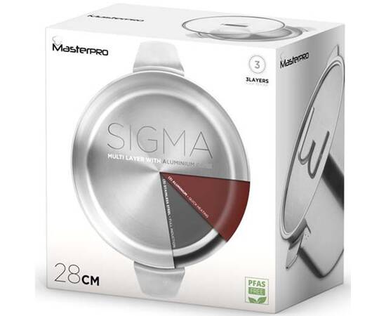 Каструля з кришкою MasterPro Sigma, 9.2 л (BGMP-1667-MM), Тип: каструля, Об'єм: 9,2 л, Колір: срібний, зображення 6