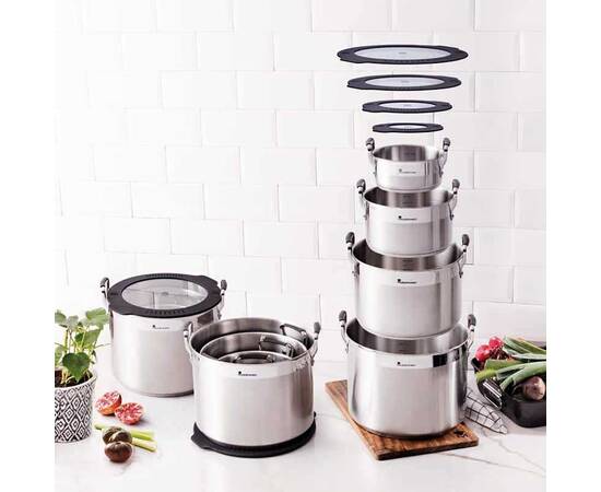 Каструля з кришкою MasterPro Smart, 16 см (BGEU-3777), Тип: каструля, Об'єм: 1,5 л, Колір: срібний, зображення 4