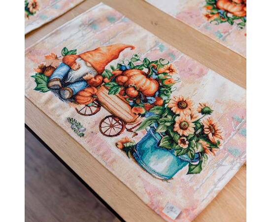 Серветка гобеленова Гарбузові гноми 30х50 Прованс (036238), Тип: серветки, Основний колір: помаранчевий, Форма скатертини: прямокутна, Розмір: 30x50, зображення 2