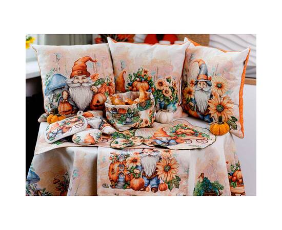 Серветка гобеленова Гарбузові гноми 30х50 Прованс (036238), Тип: серветки, Основний колір: помаранчевий, Форма скатертини: прямокутна, Розмір: 30x50, зображення 3