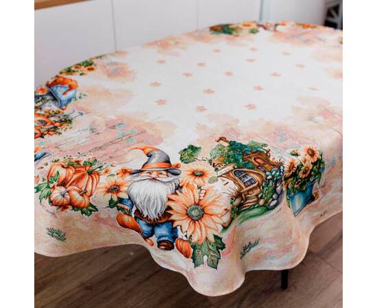 Скатерть овал 135х240 гобеленовая Гарбузові гноми Прованс (036338), Тип: скатерти, Цвет: оранжевый, Форма скатерти: овальная, Размер: 135x240, изображение 3