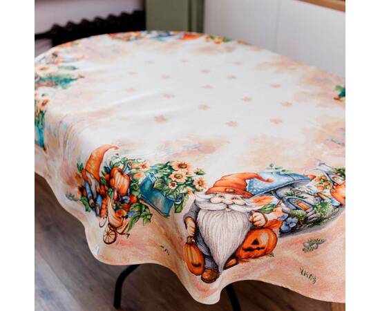 Скатерть овал 135х240 гобеленовая Гарбузові гноми Прованс (036338), Тип: скатерти, Цвет: оранжевый, Форма скатерти: овальная, Размер: 135x240, изображение 4