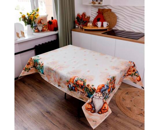 Скатертина 135х350 гобеленова Гарбузові гноми Прованс (036250), Тип: скатертини, Основний колір: помаранчевий, Форма скатертини: прямокутна, Розмір: 135x350, зображення 2