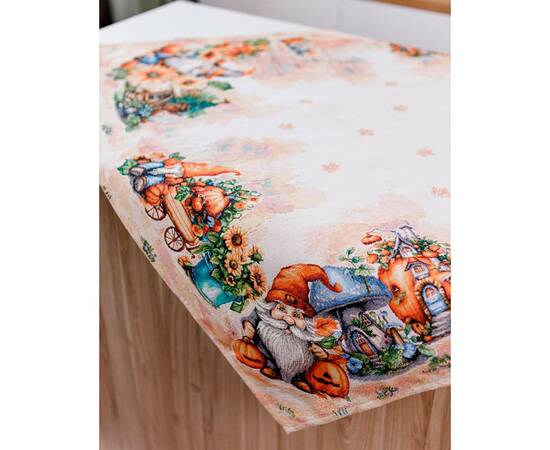 Скатертина 135х350 гобеленова Гарбузові гноми Прованс (036250), Тип: скатертини, Основний колір: помаранчевий, Форма скатертини: прямокутна, Розмір: 135x350, зображення 5