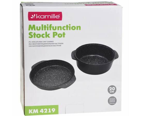 Каструля-гриль подвійна 20 см і з антипригарним покриттям Black Marble Kamille (4219), зображення 4