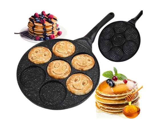 Сковорода для оладок 26 см Посмішки з антипригарним покриттям Black Marble Kamille (4212), зображення 2