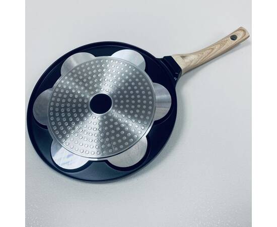 Сковорода для оладок 26 см Посмішки з антипригарним покриттям Black Marble індукційна Kamille (4213), зображення 2