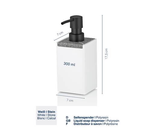 Дозатор для рідкого мила KELA Cube білий 300 мл (23694), зображення 2