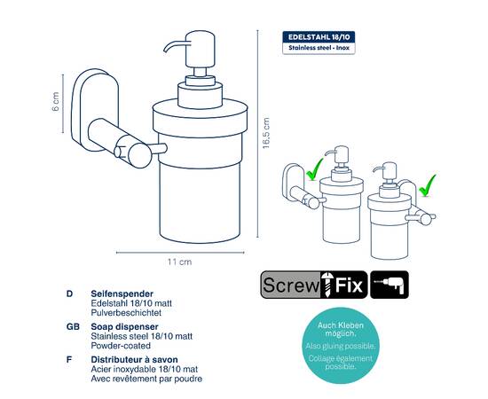 Дозатор для жидкого мыла настенный KELA Alessio черный 250 мл (22758), изображение 2